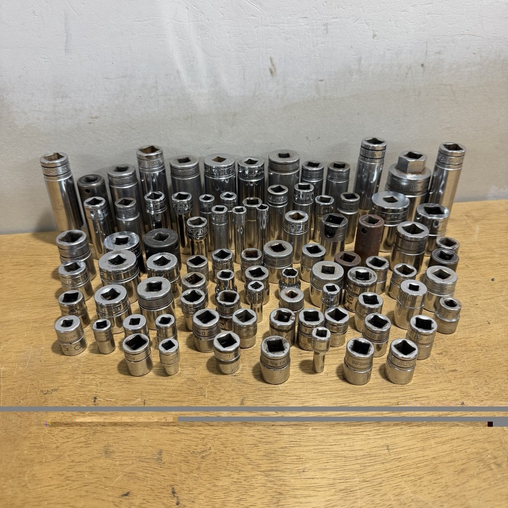 Snap On Socket Lot 6 Point 80+ Pieces SAE 1/4 3/8 1/2 Drive USA Made Ratchet